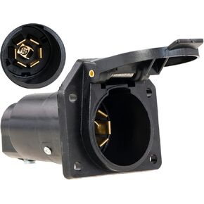 valonic 7 Way Blade Connector Socket - Spring-Loaded dust Cover - Wiring Harness Connector - for Vehicle, Truck - Weatherproof