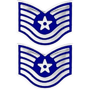 Air Force Chevron Metal Tech Sergeant TSgt E6 Rank Pair