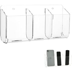 Cosmos Remote Control Stand Wall Mount Phone Holder with Removeable Block Wall Shelf Cell Phone Charging Brackets Holder Multipurpose Storage Organizer (Solid Black)