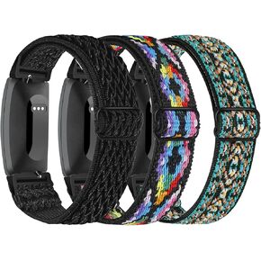 Braided Stretchy Adjustable Straps Compatible for Fitbit Inspire 3/Inspire 2/Inspire HR/Inspire/Ace 3/Ace 2 for Women Men,Sport Elastic Nylon Cloth Wristbands for Fitbit Inspire 3/2