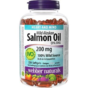 Webber Naturals Wild Alaskan Salmon Oil, 200 Mg, 220-Count