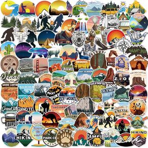 300 Pcs Outdoor Hiking Adventure Camping Stickers, Waterproof Sticker Set for Laptop Stickers Water Bottle Travel Stickers Luggage Stickers Car Stickers Home Refrigerator Stickers