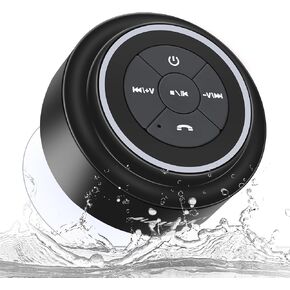 HAISSKY Bluetooth Shower Speakers, Portable Wireless Waterproof Speaker Suction Cup, Pairs Easily to Phones, Tablets, Computer (Black & Orange)