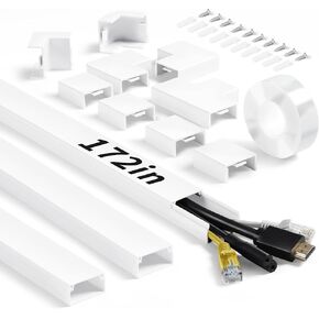 Cord Hider Wall Mounted TV 90in(2 x L45in), LZEOY Large Capacity Cord Cover Wall, White Wall Wire Cover, Cable Cover, Cord Concealer, Hide Cords-Cable Raceway Wire Hiders for TV on Wall, W2in/H0.7in