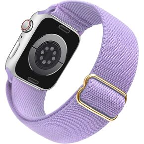 Arae Stretchy Watch Band Compatible for Apple Watch Band 41mm 40mm 38mm Comfortable Adjustable Sport Band for iWatch Series 9 8 7 6 5 4 SE 3 2 1 Women Men - Black