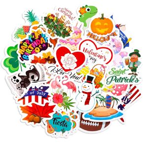 50 Pieces Seasonal Stickers for Kids Holiday Stickers Teachers Assortment Party Favor for a Whole Year Christmas Easter Halloween Independence Day Valentine's Spring Summer Fall Winter