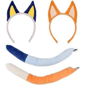 4 Pieces Dog Ears And Tail Set-Dog Headband Costume Accessory for Halloween Christmas Theme Party Animal Cosplay