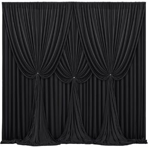 Champagne Backdrop Curtains for Wedding Parties, 6 Packs Photography Backdrop Drapes Wrinkle Free Polyester Wedding Backdrop for Baby Shower Birthday Photo Home Party