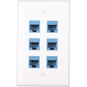 لوحة حائط iGreely Ethernet - 4 منافذ أنثى إلى أنثى Cat6 جاك لوحة حائط بيضاء