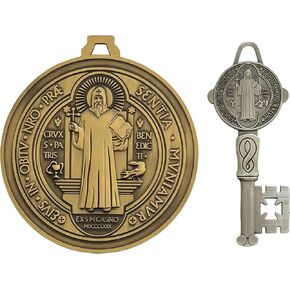 MUNIFICENCE Saint Benedict Big Gold Medal Wall Decor For Protection Home Blessing Charm/San Benito Medalla Grande Bendicion de casa proteccion mal de ojo