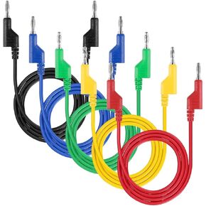 5pcs Banana to Banana Plug Test Lead Set, 4mm Stackable Banana Plug Test Lead for Multimeter, Flexible Electrical Test Wire 3.3ft/1m 1000V 15A in Kuwait