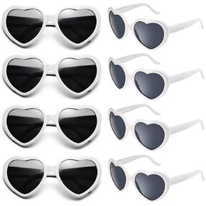 8/16 Pack Neon Colors Heart Shape Sunglasses for Women Bulk Bachelorette Party Favor Glasses Retro Eyewear