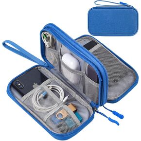Electronics Travel Organizer, Waterproof Electronic Accessories Case, Universal Accessories Pouch Bag for Portable Charger, Cables, iPhone, Cord, SD Card, Earphone Carrying Case (Medium - Pink)
