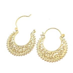 Filigree hoop Earrings, 14k Gold plating hoop Earrings, Dainty Earrings, Lace hoop earrings, Gypst earrings, Boho gold hoops