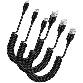 iPhone 15 USB C to USB Coiled Car Cord 6FT for iPhone 15 Pro Max/15 Plus,Retractable Auto Fast Charging Type C Cable for Samsung Galaxy A15 5G A54 A14 S24+ S23 Ultra A13 A53 A03s S21FE,Pixel 8Pro 7a 6