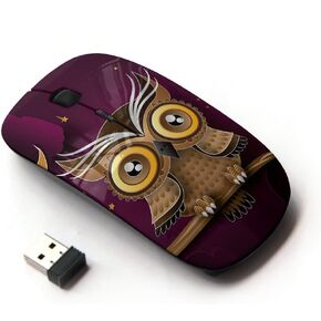 [ Optical 2.4G Wireless Mouse [ Owl Purple Smart Design Minimalist Modern ]