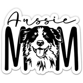 Aussie Mom Sticker - 5" Laptop Sticker - Waterproof Vinyl for Car, Phone, Water Bottle - Australian Shepherd Dog Decal