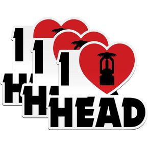 (3PCS) I Love Head Sprinkler Fitter Sticker Hard Hat Pipefitter, Tradesman, Construction, Fire Fighter, Blue Collar Die-Cut Waterproof Vinyl Sticker for Laptop Water Bottle Phone Case Car (3 Inches)