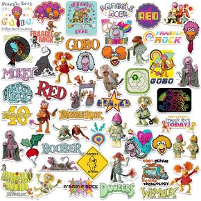 Fraggle Rock 50ct Vinyl Large Deluxe Stickers Variety Pack - Laptop, Water Bottle, Scrapbooking, Tablet, Skateboard, Indoor/Outdoor