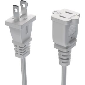Short Extension Cord 1 Foot US 2 Prong Extension Cords 2 Outlet Black Extension Cord Cable 125v 10a Male to Female Power Cord for Nema 1-15p to 1-15r 1FT