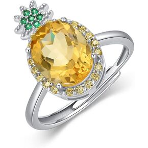 Citrine Ring Adjustable Birthstone Rings 925 Sterling Silver Anniversary Ring Size 7 Rings for Women