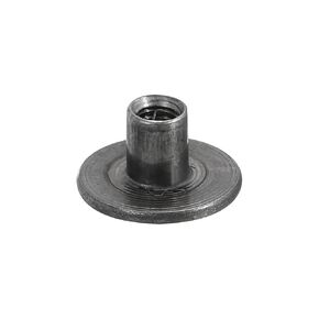 uxcell M5 T-Nuts, 12pcs Carbon Steel Tee Nut Round Base Weld Nuts 8mm Height Through Hole Flange Insert Female Thread Plate Nuts, Dark Gray