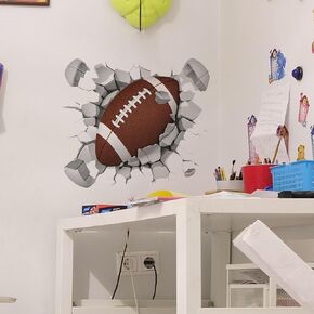 Rugby Break Through Wall Decals Sports Art Wall Stickers for Kids Boys Football Lovers and Players Room Decals (MS7085)