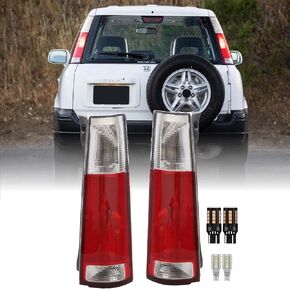 USR 97-01 CR-V Tail Light - WITH 4 LED Bulbs UPGRADES – Red/Clear Tail Lamps Set (Left + Right) - Compatible with 1997-2001 Honda CRV 2WD or 4WD 1st Generation ALL TRIMS SUV