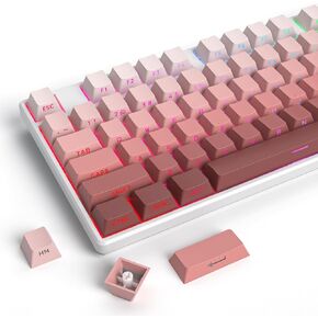 Fogruaden PBT Keycaps Side Print Keycap Set, Minimalist White Keycaps, Double Shot Shine Through, Cherry Profile, 130 Keys, Custom Keycaps for Cherry Gateron MX Switches Mechanical Keyboard(White)