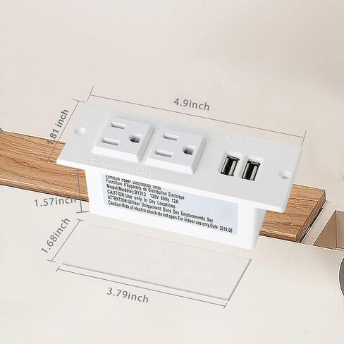 Recessed Power Strip 45W USB C,Furniture Flush Mount,Black,6FT in Kuwait