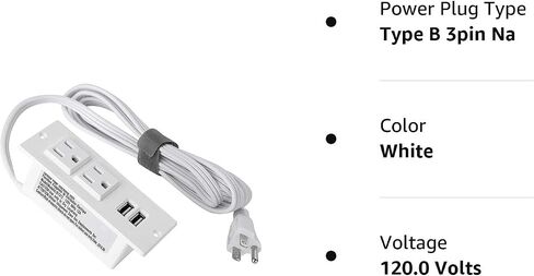 Recessed Power Strip 45W USB C,Furniture Flush Mount,Black,6FT in Kuwait