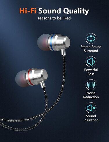 سماعات أذن سلكية من Arsvita مزودة بخاصية إلغاء الضوضاء داخل الأذن مع ميكروفون، صوت ستيريو عميق، التحكم في مستوى الصوت، متوافقة مع جميع أجهزة الواجهة 3.5 مم، الهاتف، الكمبيوتر اللوحي، مشغل MP3، ذهبي مع ميكروفون in Kuwait