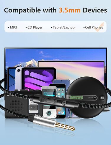 سماعات أذن سلكية من Arsvita مزودة بخاصية إلغاء الضوضاء داخل الأذن مع ميكروفون، صوت ستيريو عميق، التحكم في مستوى الصوت، متوافقة مع جميع أجهزة الواجهة 3.5 مم، الهاتف، الكمبيوتر اللوحي، مشغل MP3، ذهبي مع ميكروفون in Kuwait