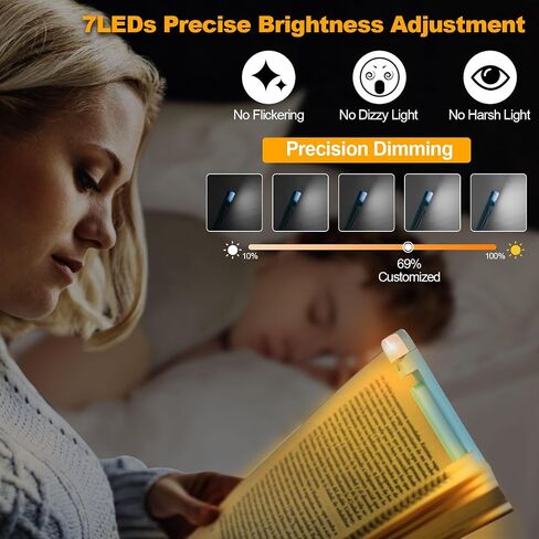 Book Reading Light,2 Pack Silent Touch Books Lamp for Reading in Bed,Rechargeable Clip on Booklight with 3 Amber Color & 7 LEDs Precise Dimming for Night Reading for Book Lovers,Kid,White+Blue | 3 Amber Colors,Stepless Dimming,Eye-Caring Mode,Up to 100H R in Kuwait