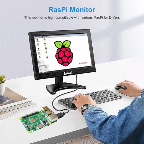 Eyoyo CCTV Monitor 12 Inch Small Computer Monitors 1920x1080P | Mini LED Display with HDMI VGA AV BNC USB Ports IPS Screen Security Monitor Built in Speaker for Home Office in Saudi Arabia