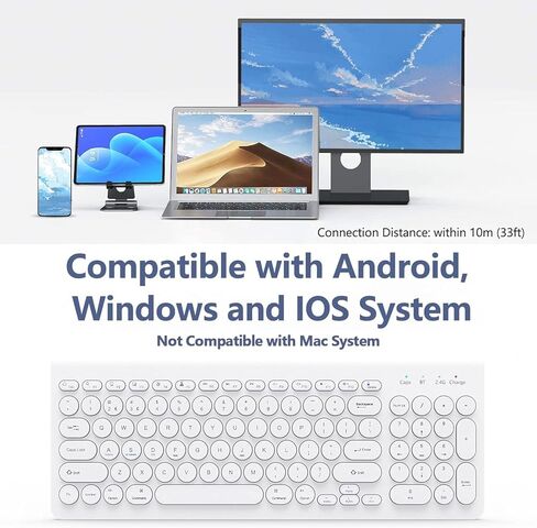 لوحة مفاتيح بلوتوث لاسلكية، وضع مزدوج (بلوتوث + لاسلكي)، لوحة مفاتيح كاملة الحجم قابلة لإعادة الشحن مع لوحة أرقام، لوحة مفاتيح لنظام التشغيل Windows/iOS/Android، iPad/iPhone/الكمبيوتر اللوحي/Mac/الكمبيوتر/الكمبيوتر المحمول (أسود) in Kuwait