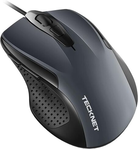TECKNET USB Wired Mouse with Forward Backward Keys & 4 Adjustable DPI Gray in Saudi Arabia