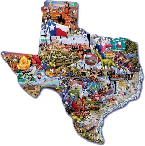 SUNSOUT INC - مرحبًا بكم في تكساس - أحجية الصور المقطوعة ذات الشكل الخاص 1000 قطعة من الفنان: Lori Schory - الحجم النهائي 32 بوصة × 25.5 بوصة للسفر - MPN# 95373 in Kuwait