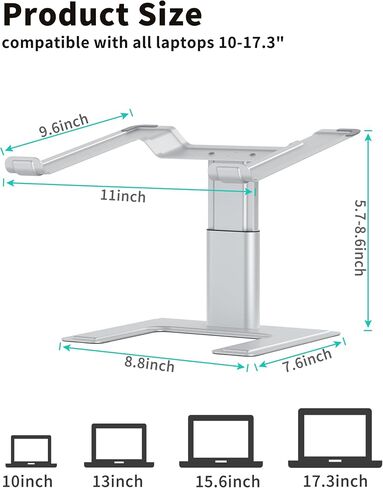 ALASHI Laptop Stand, Height Adjustable Desk Riser, 10-17.3", Black in Saudi Arabia