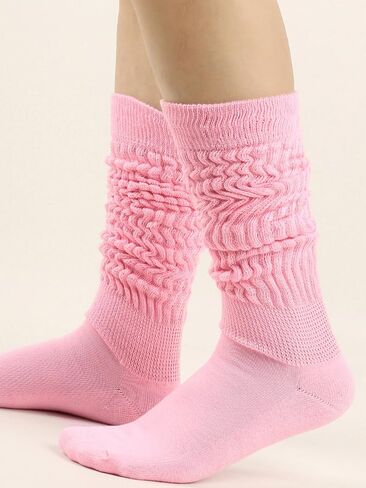 OYOANGLE Women's 1 Pairs Solid Crew Socks Lightweight Soft Fashion Knitted Mid-Calf Stretchy Crew Socks in Saudi Arabia
