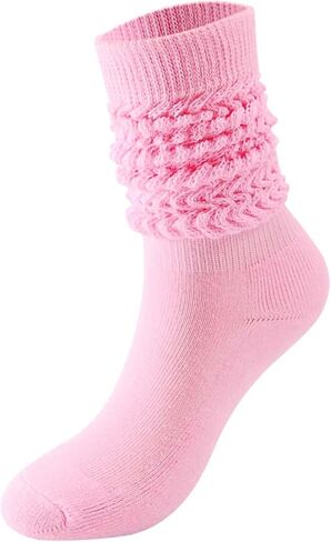 OYOANGLE Women's 1 Pairs Solid Crew Socks Lightweight Soft Fashion Knitted Mid-Calf Stretchy Crew Socks in Saudi Arabia