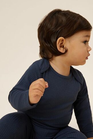 بدلة قطعة واحدة بأكمام طويلة للجنسين من MORI Baby مع رقبة على شكل ظرف - رومبير كاجوال مريح مناسب للأطفال للأولاد والبنات in Kuwait