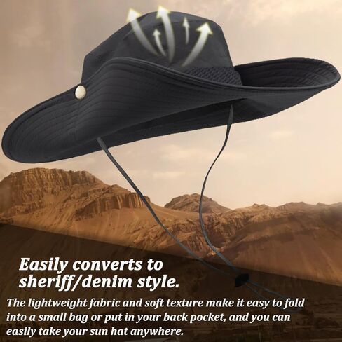 Sun Hats for Men Women, Fishing Hat UV Protection Wide Brim Bucket Hats Foldable Boonie Hat for Hiking Camping Safari in Kuwait