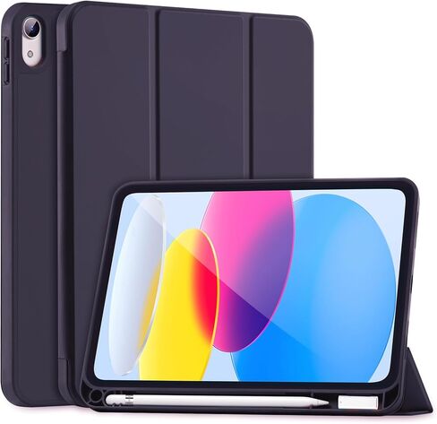 SIWENGDE for iPad 10th Generation Case 2022 with Pencil Holder, iPad 10.9 Inch Case [Support Touch ID] Flexible TPU Back Shell Smart Trifold Stand Protective Cover, Auto Wake/Sleep(Light Blue) in Kuwait