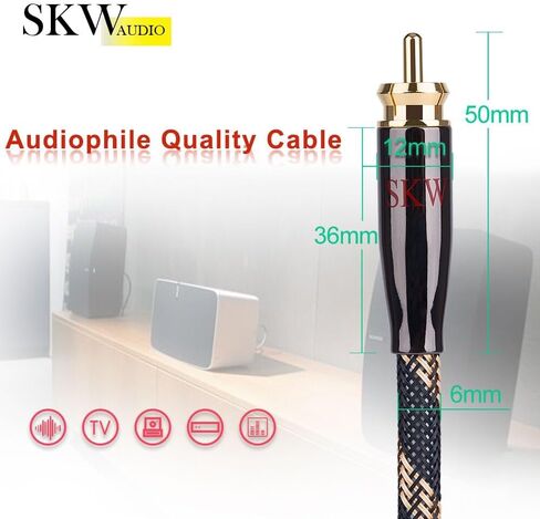 SKW Audiophile Digital Coaxial Cable 3.2ft/1m, SPDIF RCA Subwoofer Cable in Kuwait