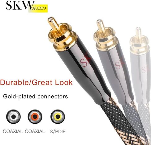 SKW Audiophile Digital Coaxial Cable 3.2ft/1m, SPDIF RCA Subwoofer Cable in Kuwait