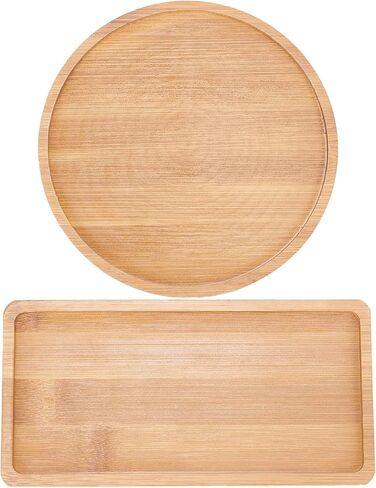 GORGECRAFT Handmade Mosaic Wooden Coasters, Fillable Mosaic Tray Plant Pot Mat Rectangle Round Coaster Wooden Serving Trays DIY Plate Ornaments Mosaic Making Crafts (2Pcs) in Saudi Arabia