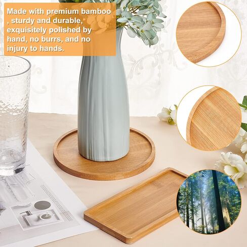 GORGECRAFT Handmade Mosaic Wooden Coasters, Fillable Mosaic Tray Plant Pot Mat Rectangle Round Coaster Wooden Serving Trays DIY Plate Ornaments Mosaic Making Crafts (2Pcs) in Saudi Arabia