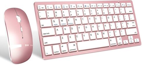 Wireless Bluetooth Keyboard and Mouse Set, Portable Slim Silent Cordless Keyboard and Mouse Combo Compatible with iPad/Mac/MacBook/Android/Windows/PC/Computer,Black in Kuwait