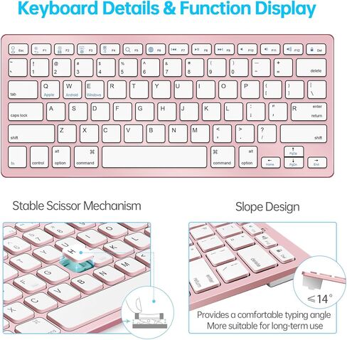 Wireless Bluetooth Keyboard and Mouse Set, Portable Slim Silent Cordless Keyboard and Mouse Combo Compatible with iPad/Mac/MacBook/Android/Windows/PC/Computer,Black in Kuwait
